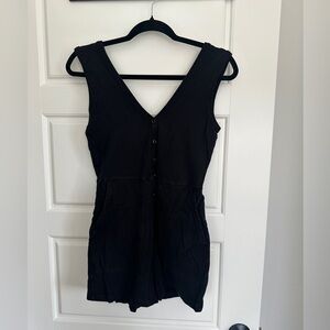 Franc Black Sleeveless Button-Up Romper